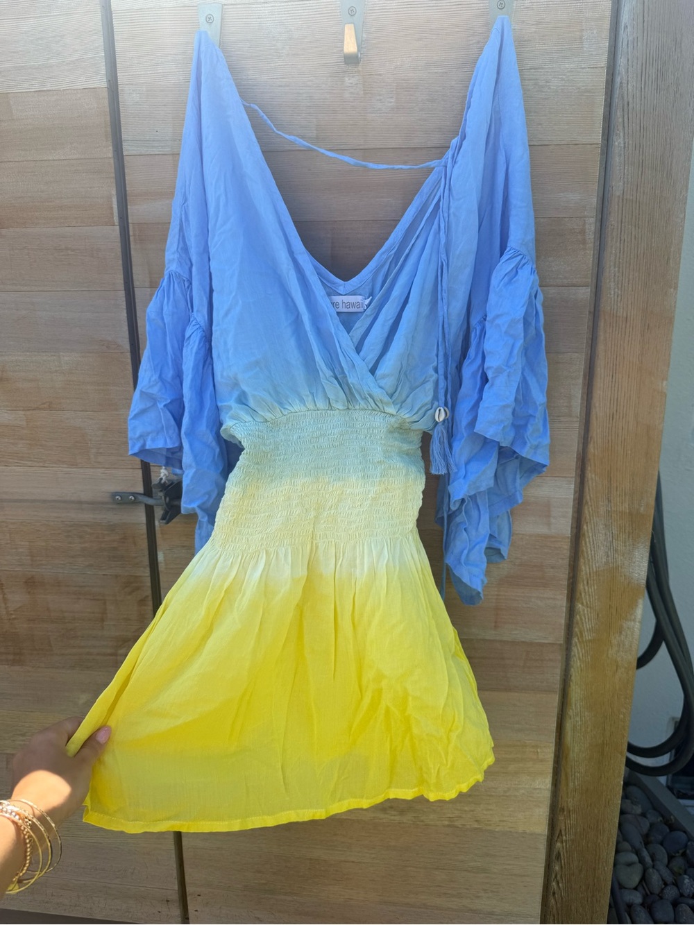 Tiare Hawaii Blue to Yellow Ombre Mini Dress